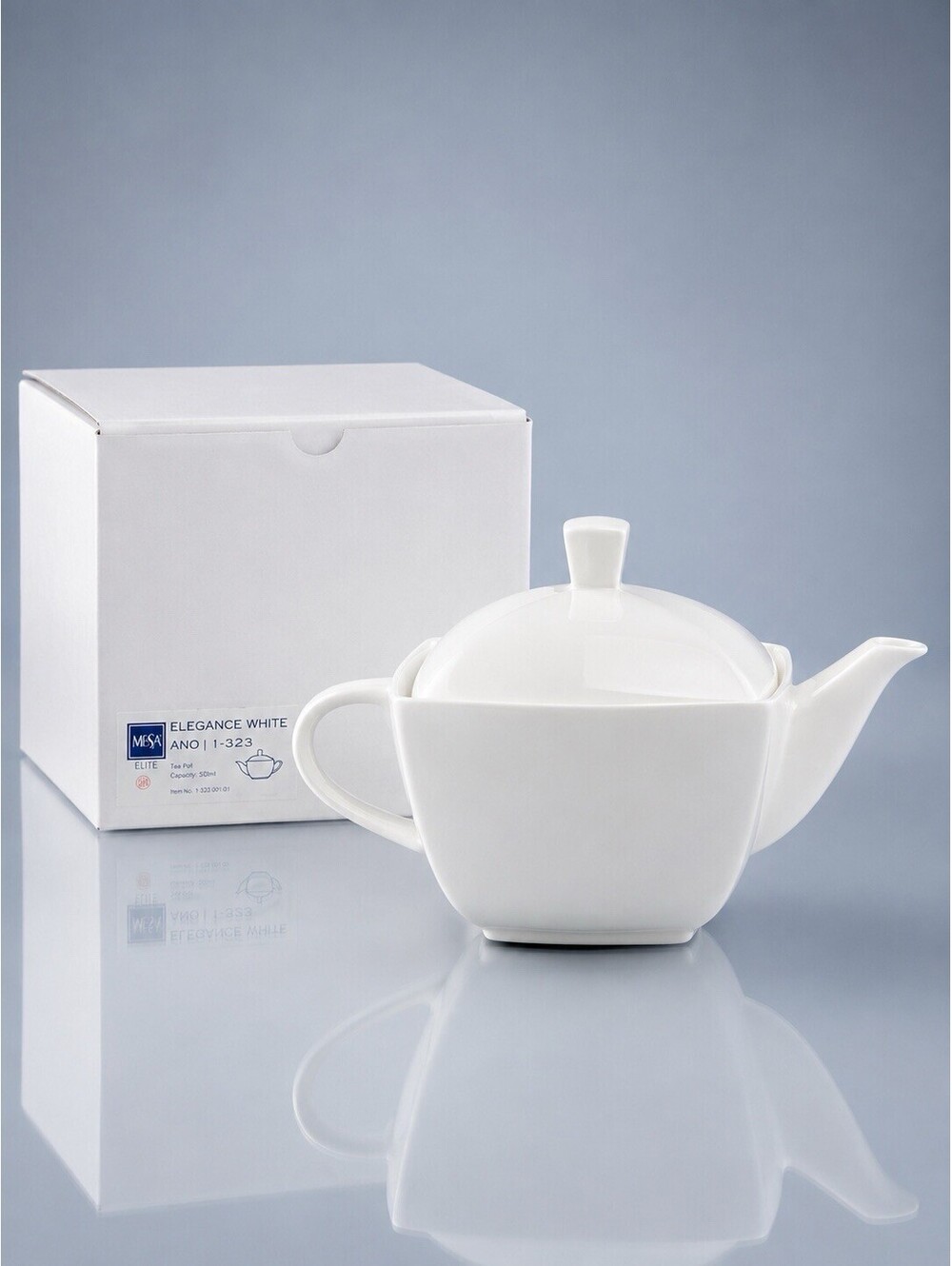 NIB Mikasa 2005 Tea Server Teapot Elegance White Bone China ANO11, 10x6x6.5"